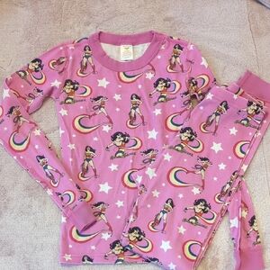 Hanna Andersson Pink Pajama Set with Cartoon and Rainbow Print